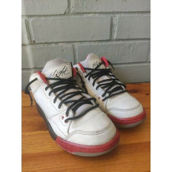 Nike Air Jordan Flight Origin Youth Sz 13C White Black Red Shoes 602669-101 - Picture 6 of 6